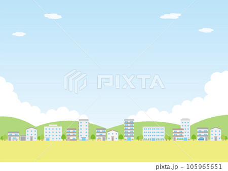 緑がある街の風景のイラスト_横_2 105965651