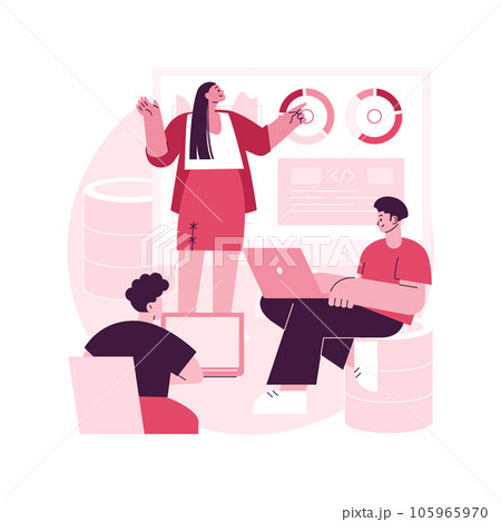 Big data conference abstract concept vector illustration. Innovative idea presentation, science meeting, place to join analysts, latest scientific research, learning platform event abstract metaphor. Big data conference abstract concept vector illustration. Innovative idea presentation, science meeting, place to join analysts, latest scientific research, learning platform event abstract metaphor. 105965970