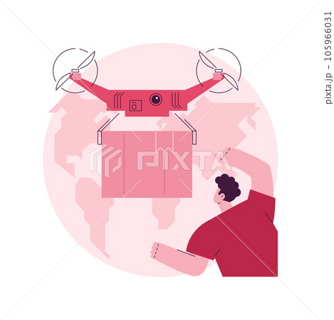 Drone delivery abstract concept vector illustration. Drone commercial delivery, supply business trend, cargo drones, autonomous goods shipping, unmanned package transportation abstract metaphor. 105966031