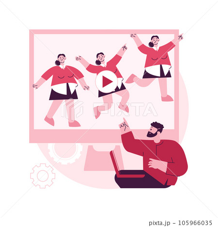 Computer animation abstract concept vector illustration. Animation graphic software, cartoon video creation, character design, computer game art, creative industry, 3d visual abstract metaphor. 105966035
