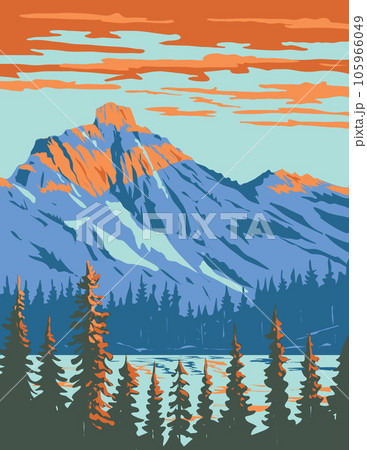 Lila Lake with Hibox Mountain in Alpine Lakes Wilderness Area Washington State WPA Poster Art Lila Lake with Hibox Mountain in Alpine Lakes Wilderness Area Washington State WPA Poster Art 105966049