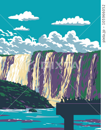 Iguazu Falls in Iguazu National Park Between...のイラスト素材