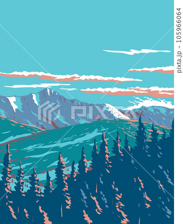 Lone Mountain in Lee Metcalf Wilderness Montana USA WPA Art Poster 105966064