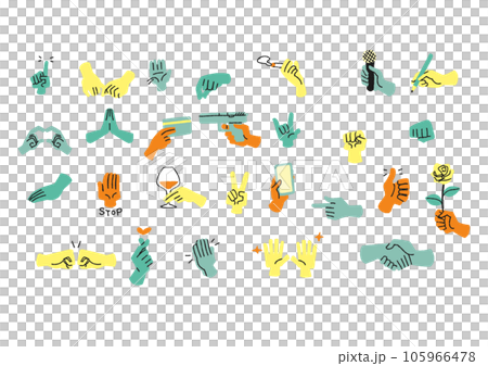 手のさまざまなポーズのイラストセット 手のさまざまなポーズのイラストセット 105966478