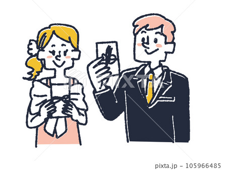 結婚式のご祝儀を持っている招待客のイラスト 結婚式のご祝儀を持っている招待客のイラスト 105966485