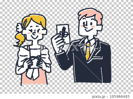 結婚式のご祝儀を持っている招待客のイラスト 結婚式のご祝儀を持っている招待客のイラスト 105966485