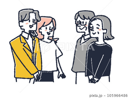 彼女の両親に挨拶をする彼氏のイラスト 105966486
