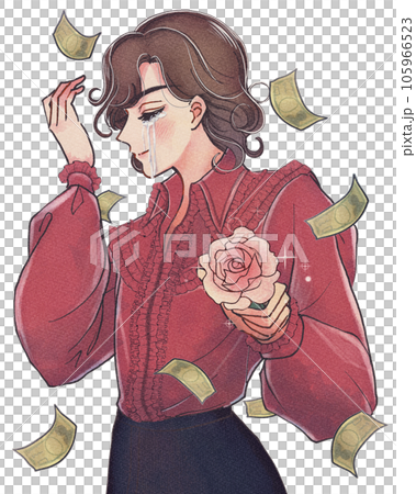 一個以金錢和美貌為傲的美麗年輕人的插圖 105966523