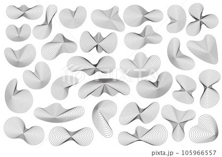 Abstract topography circles. Organic texture shapes. Vector outline illustrations set. Abstract topography circles. Organic texture shapes. Vector outline illustrations set. 105966557
