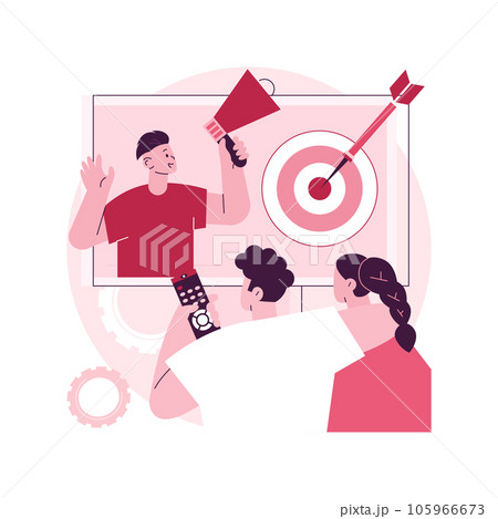 Addressable TV advertising abstract concept vector illustration. TV ad campaign, new advertising technology, addressable television, target marketing, audience relevant message abstract metaphor. 105966673
