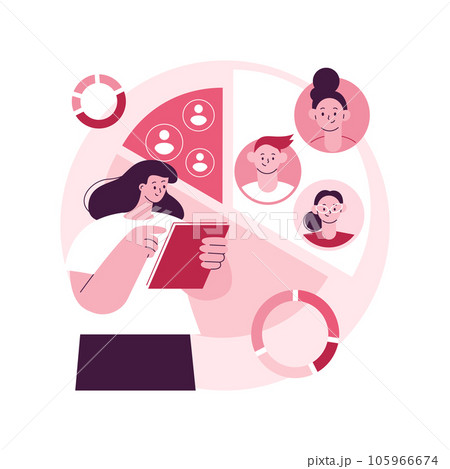 Audience segmentation abstract concept vector illustration. Customer segmentation, digital marketing tool, target audience collection, targeted message, digital ad campaign abstract metaphor. 105966674