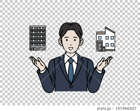 物件を紹介する不動産業の男性 物件を紹介する不動産業の男性 105966887