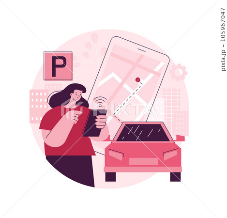 Self-parking car system abstract concept vector illustration. Automated parking car system, self-parking vehicle, smart driverless technology, autonomous driving valet abstract metaphor. 105967047
