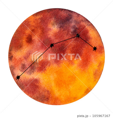 Astrological fire elements zodiac signs. Horoscope icons set: aries leo sagittarius. Hand draw watercolor illustration isolated. For logo, calendar 105967167