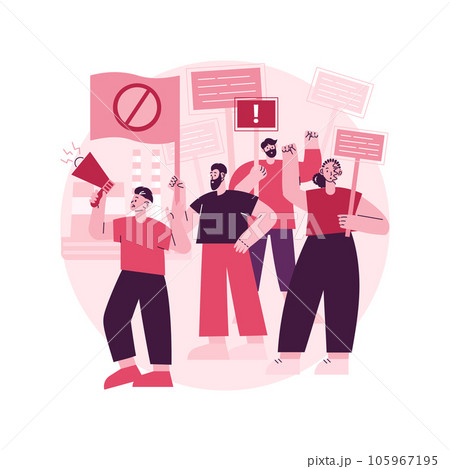 Strike action abstract concept vector illustration. Anti globalism action, labor union movement strike, employees stop working, industry blockage, stoppage, salary dispute abstract metaphor. 105967195