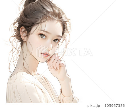 キレイなお姉さんの水彩画風イラスト（Generative AI） 105967326