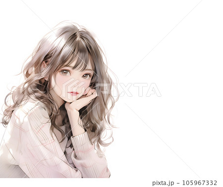 キレイなお姉さんの水彩画風イラスト（Generative AI） 105967332