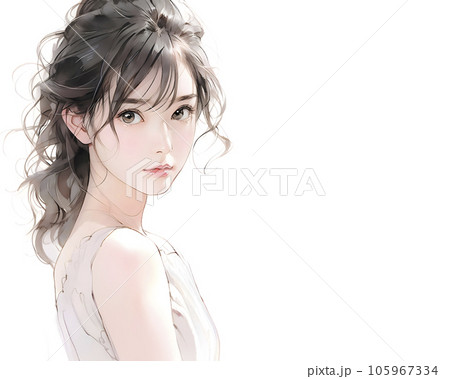 キレイなお姉さんの水彩画風イラスト（Generative AI） 105967334