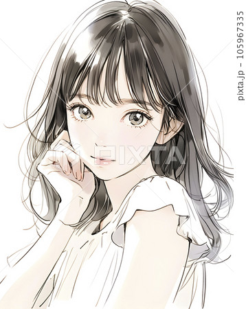キレイなお姉さんの水彩画風イラスト（Generative AI） 105967335