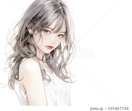 キレイなお姉さんの水彩画風イラスト（Generative AI）のイラスト素材