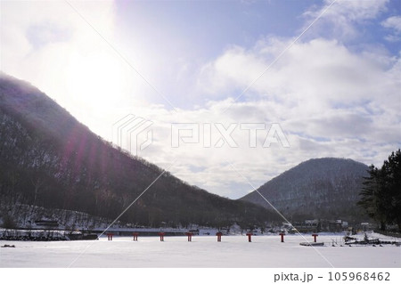赤城神社　群馬県　赤城山　大洞赤城神社　元宮赤城神社　啄木鳥橋　冬 105968462
