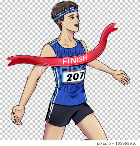Athlete crossing the finish line Athlete crossing the finish line 105968910