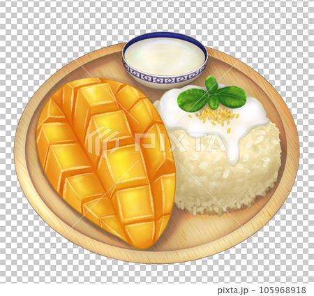 Mango sticky rice with coconut milk 105968918