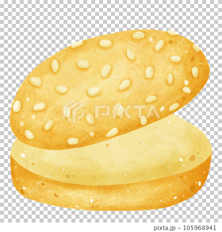 Exquisite Watercolor Depiction of Hamburgers and Hamburger Elements 105968941