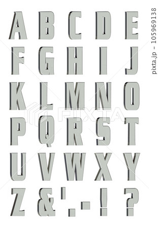 3D Font Pack 5［Alphabet/cap/立体文字/アルファベット］シルバー,銀 105969138