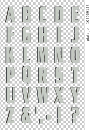 3D Font Pack 5［Alphabet/cap/立体文字/アルファベット］シルバー,銀 105969138