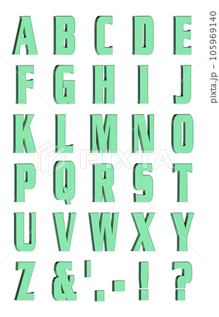 3D Font Pack 5［Alphabet/cap/立体文字/アルファベット］グリーン,緑 105969140