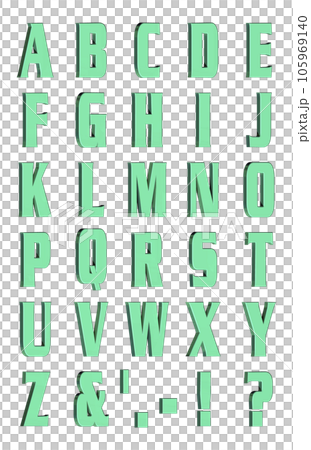 3D Font Pack 5［Alphabet/cap/立体文字/アルファベット］グリーン,緑 105969140