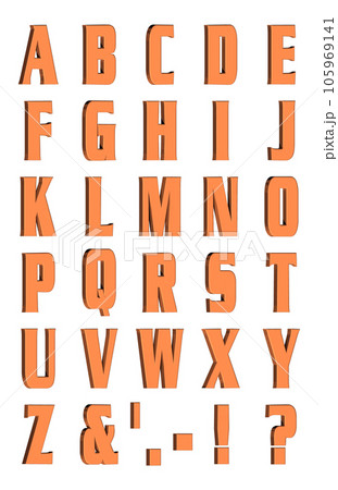 3D Font Pack 5［Alphabet/cap/立体文字/アルファベット］オレンジ,橙 105969141