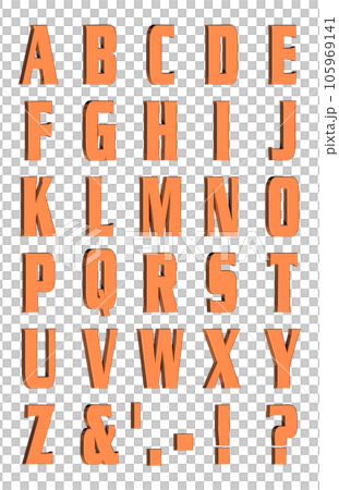 3D Font Pack 5［Alphabet/cap/立体文字/アルファベット］オレンジ,橙 105969141