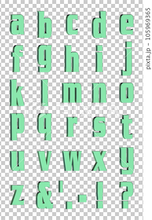 3D Font Pack 5［Alphabet/sml/立体文字/アルファベット］グリーン,緑 105969365