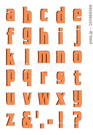 3D Font Pack 5［Alphabet/sml/立体文字/アルファベット］オレンジ,橙 105969366