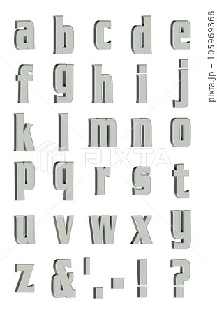 3D Font Pack 5［Alphabet/sml/立体文字/アルファベット］シルバー,銀 105969368