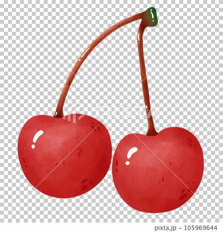 Set of cherry paintings. Watercolor style. 105969644