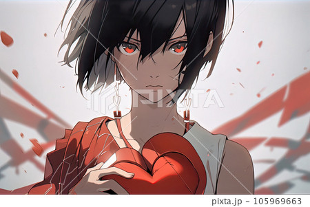 赤い瞳にショートヘアの美少女 105969663