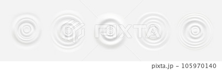 Circular waviness on white liquid surface. 105970140