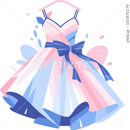 Hand Drawn beautiful and elegant wedding dress in flat style Hand Drawn beautiful and elegant wedding dress in flat style 105970279