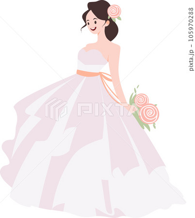 Hand Drawn beautiful and elegant wedding dress in flat style Hand Drawn beautiful and elegant wedding dress in flat style 105970288