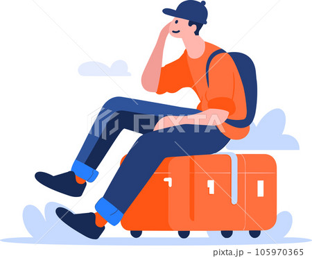 Hand Drawn Tourist is traveling in flat style 105970365