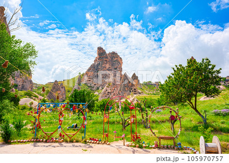 Cappadocia-the ancient Uchisar Castle fortress. 105970757
