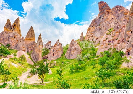 Cappadocia-the ancient Uchisar Castle fortress. Cappadocia-the ancient Uchisar Castle fortress. 105970759