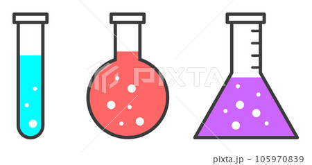 薬品や液体の実験用で使用するガラス製フラスコのイラスト 105970839