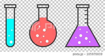 薬品や液体の実験用で使用するガラス製フラスコのイラスト 105970839