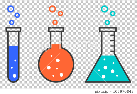 薬品や液体の実験用で使用するガラス製フラスコのイラスト 105970845