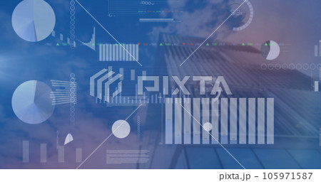 Image of financial data processing over modern office building Image of financial data processing over modern office building 105971587