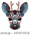 Vector image of a horned animal, consisting of geometric shapes according to the principle of the golden section. Cartoon. EPS 10 105971818